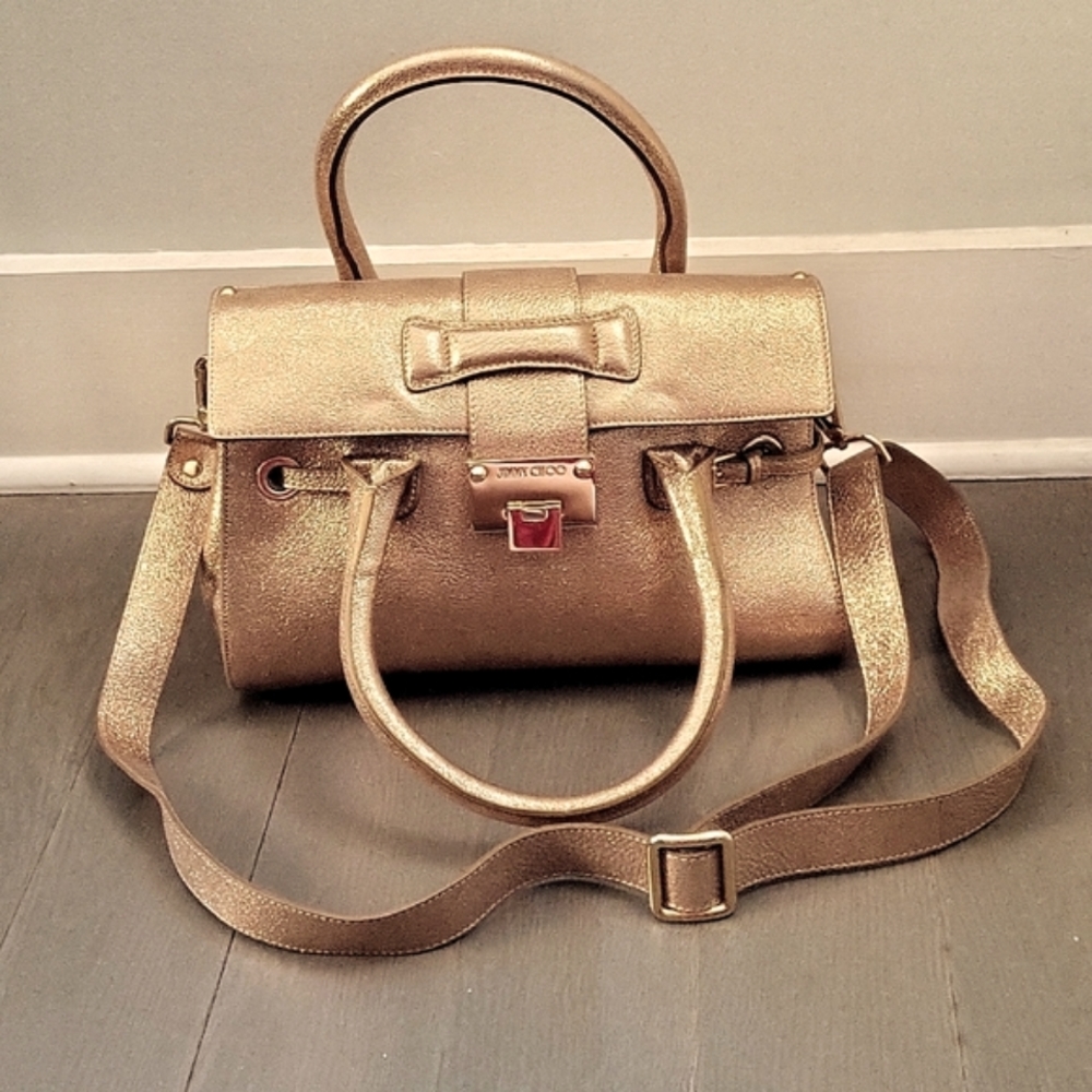 Jimmy Choo Rosalie Gold Metallic Satchel
